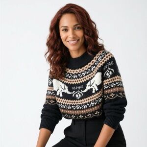 Nellie fair Isle Free people elephant Black and Brown Sweater size S/P